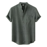 Muška ljetna casual košulja kratkih rukava postolja ovratnik bluza bluza vrhovi gradijentna majica svilene