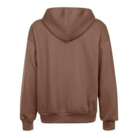 Tking modni hoodie za žene lagana zip up jakna plus veličina crta s dugim rukavima fit osnovni tkitni kaput dukseri za žene smeđe l