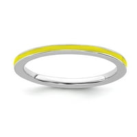 Čvrsta srebrna srebrna odbojna žuta emajlirana prstena večna veza veličine 7