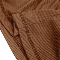 Muški pad dugih rukava pletene prugaste majice Trendy Solid Boja rever V izrez Duksevi za pulover lagane
