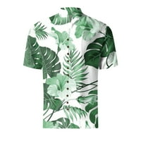 FSQJGQ Havajska majica za muškarce postolje ovratnik kratkih rukava majice Summer Summer Odmor tiskane