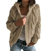 Cardigan za žene džemperi pletene dugih rukava kapuljača jesen i zimska jakna s kapuljačom pune boje