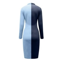Haljine za žene, ženski kardigan cardigan bolovni blok blok visoke struk duga haljina, plava, l
