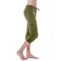 Ženske hlače Izblažavanje jesenskih žena Vježbanje tajice Stretch tipka za struk Pocket Yoga teretana obrezana pantalona