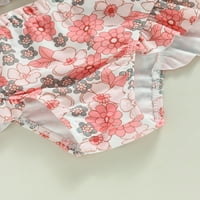 Franhais Baby Girls bikini set, cvjetni bik glava ispis mutnog rukava + kratki kupaći kostimi za kupanje