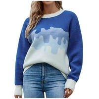 Jeseni džemperi Baggy Fit džemper pulover za odmor CREW izrez Womens Dukseteri Cardigan Blue M