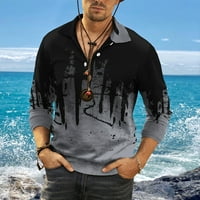Košulje za muškarce odjava dugih rukava dugme za pulover Slim Fit 3D gradijentni vrhovi Clearence Grey