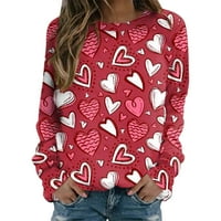 Puna zip jakna puna zip jakna Valentines Dan Dukseri za žene Vole Heart Pismo Ispiši duks labave grafičke grafičke pulovere Tees Fuzzy House Womens Pulover džemper