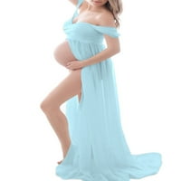 Majčinska haljina za fotografiju sa ramena šifonske haljine maxi trudnoće za fotografije za fotografije