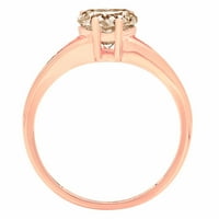 1.0ct Streac Cut Brown Champagne Simulirani dijamant 18K ružičasti ružičasto zlato graviranje izjava godišnjica Angažovanje vjenčanog prstena veličine 9,75