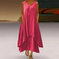GAECUW haljina za žene Ljeto V izrez sunčane haljine bez rukava plus veličina haljina dužina gležnja