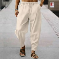 Koaiezne pantalone za muškarce rade casual muške hop prozračne pamučne lanene labave ležerne sportske hlače