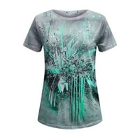 T majice za žene Moda Ženska modna casual labava bluza Ispis majica okrugla vrata majice Bluza Ispis TEE CHIGHT BLOUSE za žene