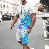 Gaiseeis Muški ljetni casual 3d tiskanje dnevno nošenje majica kratkih rukava + sportske hlače postavljeno casual odijelo svijetlo plavo xxl