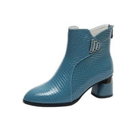 Muške čizme Nova jesenska i zimska modna patentna kožna kožnica debela peta visoke cipele s visokim cipelama Plava odjeća 7