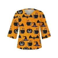 Ženski rukavi za klirens Halloween bundeve otisnuta plus veličina majica Basic V izrez Tees Western
