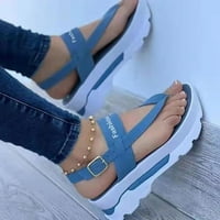 Rewenti Ljetne dame Žene Clip-nožni prsti debele cipele Ležerne sandale Light Blue 9.5