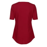 Ležerni vrhovi za žene kratki rukav Summer Košulja dame V izrez patentni patentni majica Bluza TEE T