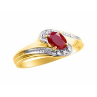 * Rylos jednostavno elegantan prekrasan crveni rubin i dijamantni prsten - srpnja rođenje *