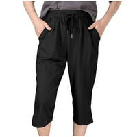 Crne dukseve Žene vrećice Zima Zimske joge Sportske labave ležerne pantalone sa džepom pantalone sa džepovima