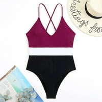 B91XZ kupaće odijela za žene Blok u boji Bikini Jumpsuits kupaći kostim Soft torba Konzervativna kupaćim košaricom, veličina S