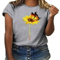 Voguele Dame TEE kratki rukav majica Sun cvjetni print Tops Loungeward Pulover boemijska bluza bez s