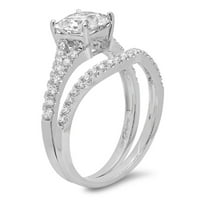 3. CT Princess Cut originalni kultivirani dijamant SI1-si J-K 18K bijeli zlatni angažman vjenčani mladenci dizajnerski prsten BW set w kristalno bočno kamenje veličine 4,5