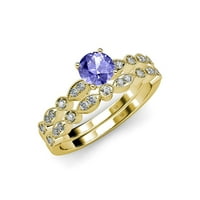 Tanzanite & Diamond Marquise & Dot Angažman za angažman i vjenčani set 1. CT TW 14K žuto zlato .Size