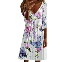 Ženska modna štampana haljina s dugim rukavima V-izrez HOT6SL4485910
