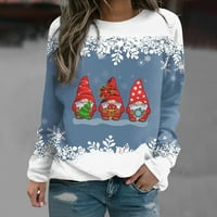 Ženska zvezda Crewneck za božićne slatke smiješne Xmas Reindeer SnowFlake Print dugih rukava T-majice