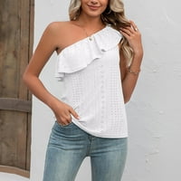 Bluze za žene Ženska modna rezanja kontrast ruffle bez rukava s labavim top cinkovima TOP ljetne majice