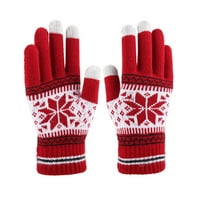 Qcmgmg Snowflake debele termičke rukavice zimske ruke obložene hladnim vremenskim prilikama za odrasle crvene slobodne veličine