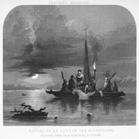 Hernando de Soto n. Španski Explorer u Americi. Sahranjen de Soto u rijeci Mississippi, 1542. Mezzotint