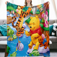 Winnie The Pooh pokrivač kreativni topli crtani kreveti umetnik baca pokrivač za mlade za kućnu sofu,