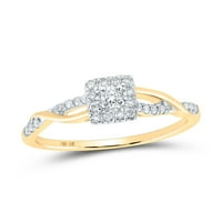 Dijamantna ponuda 10KT Žuta zlatna žena Okrugli dijamant Twist Halo Promise Ring CTTW
