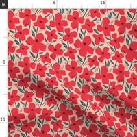 Pamuk Saten Stolcloth, 70 okrugli - veliki crveni cvjetovi cvjetni cvjetni vrtlar apstraktni makovi