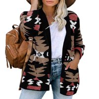 Ženska jesen i zimski modni uzorak tisak debelog pletene jakne debele džemper