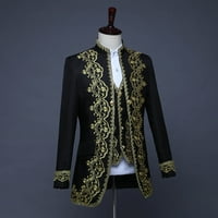 Pitauce Muške renesansne odjeće Vintage Steampunk Gothic Carcoat Emboidey Retro jakna sa prslukom i
