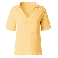Ženske vrhove Žene kratki rukav V-izrez Ležerne prilike labave vrhove Pamučne majice Majica majica