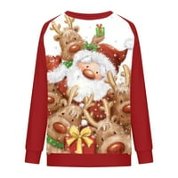 Lady 3d Santa Claus Štamparske košulje za žene Trendy odmor Pulover casual labav majica Božićna odjeća