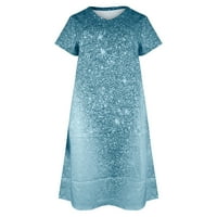 Ljetna haljina modne žene Ljeto tiskanje kauzal V-izrez kratki rukav mini haljina plus veličina haljina