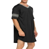 Muške pamučne majice s kratkim rukavima V vrat Sleep Leatwer Dug Pajama vrhovi prevelika majica za spavanje