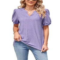 Sanviglor Women majica V izrez majica u šupljim ljetnim vrhovima Ležerna tunika Bluza Rad Tee Purple