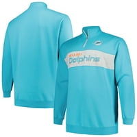 Muški profil Aqua Miami Dolphins Big & Visok Fleece Quart-Zip Jacket