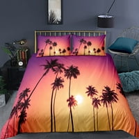 Palm Coconut Tree King Duvet Poklopac Ocean Plavo nebo Posteljina Set morska pejzažna plaža Sunset 2 Poliester Komforter poklopac