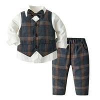 Kali_store Fall trendy odijelo Boy's Ležerne tipkovnice s dugim rukavima Boja blok kapuljača + hlače