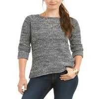 Style & Co Ženski patit-pleteni džemper za petite crni veličine petite