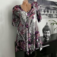 Košulje za žene Žene Ležerne prilike V-izrez kratkih rukava FEATHER FLORAL PRINT majica TOP XXXXL