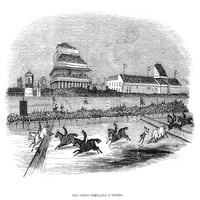Engleska: SteePlechase, 1843. N'Great National SteePlechase u Liverpoolu. ' Graviranje, engleski, 1843.