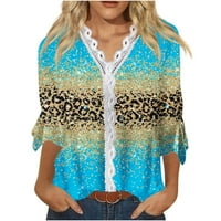 PBNBP Bluze za žene Dressy Casual Leopard Print Čipka za patchwork Casual V izrez Haljina haljina haljina